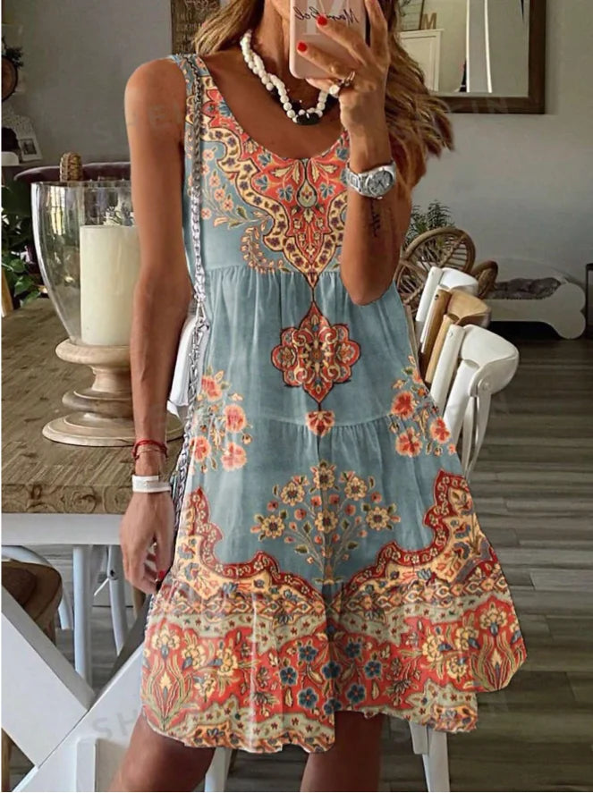 GlowDress Sleeveless Summer Dress – Elegant V-Neck Fit