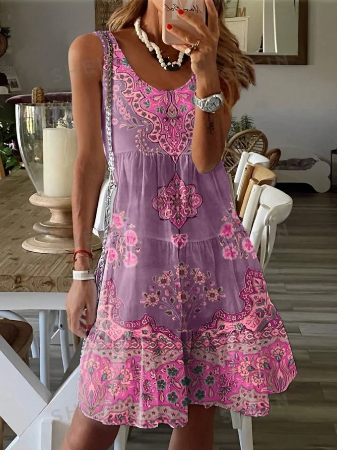 GlowDress Sleeveless Summer Dress – Elegant V-Neck Fit