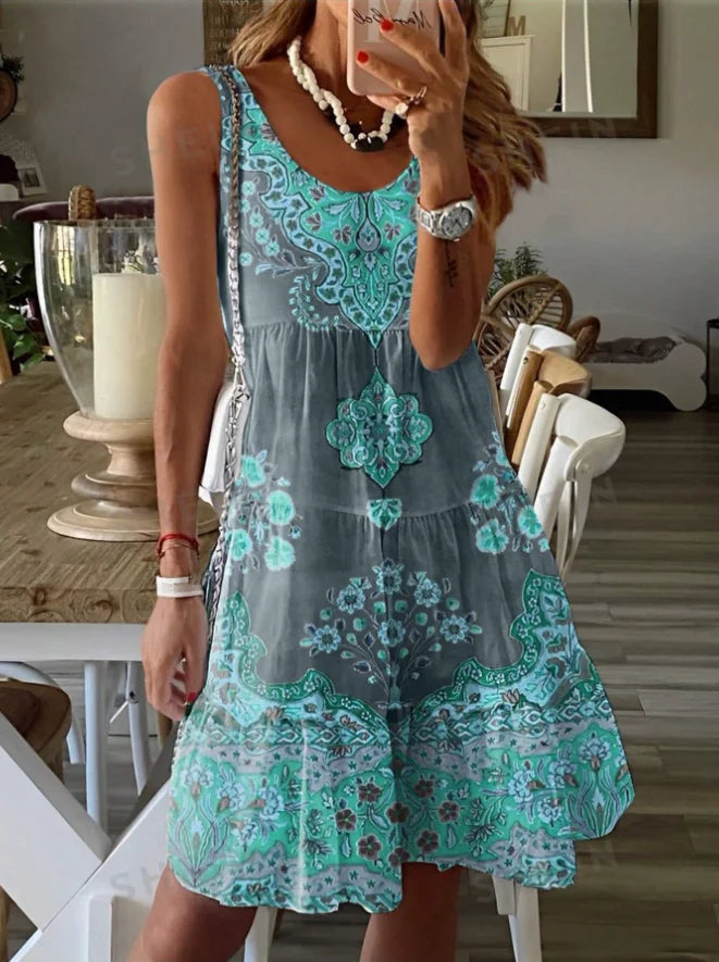 GlowDress Sleeveless Summer Dress – Elegant V-Neck Fit