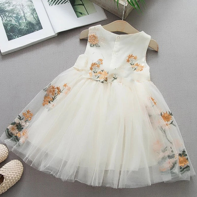 GlowDress Embroidered Lace Princess Dress – Elegant Party Gown for Girls