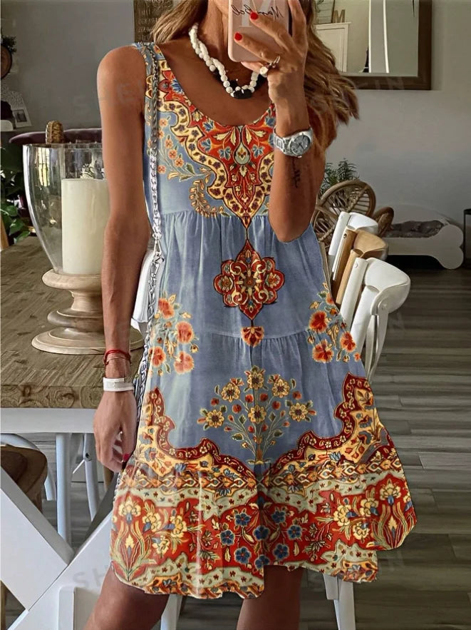 GlowDress Sleeveless Summer Dress – Elegant V-Neck Fit