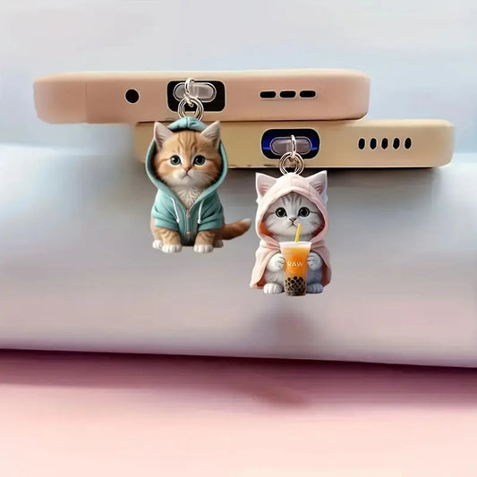 Mini Cartoon Cat Phone Dust Plug Pendant – Fits Type-C Interface – Decorative Anti-Dust Accessory