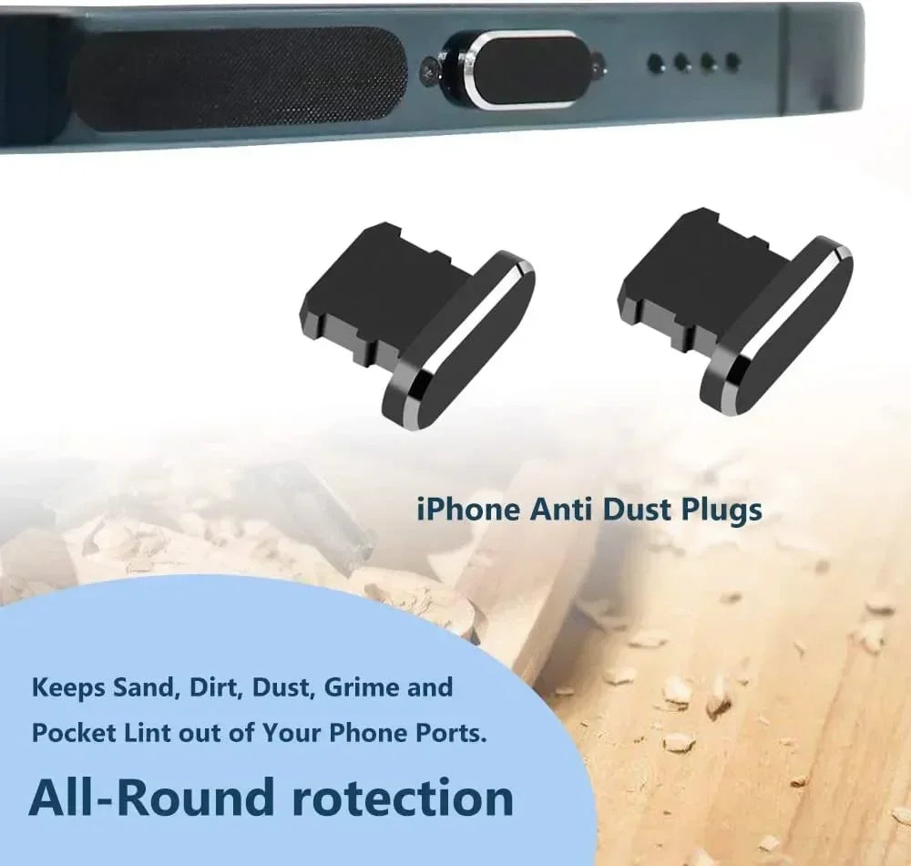 Cell Phone Charging Port Dust Plug with Cleaning Brush – Universal Type-C & IOS Charging Port Cleaner Set