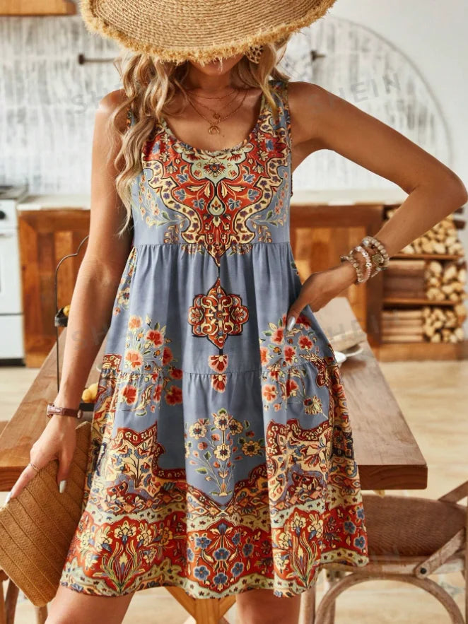 GlowDress Sleeveless Summer Dress – Elegant V-Neck Fit