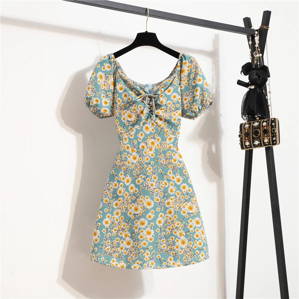 GlowDress Summer Floral Dress – Chiffon Elegance in Mini Form
