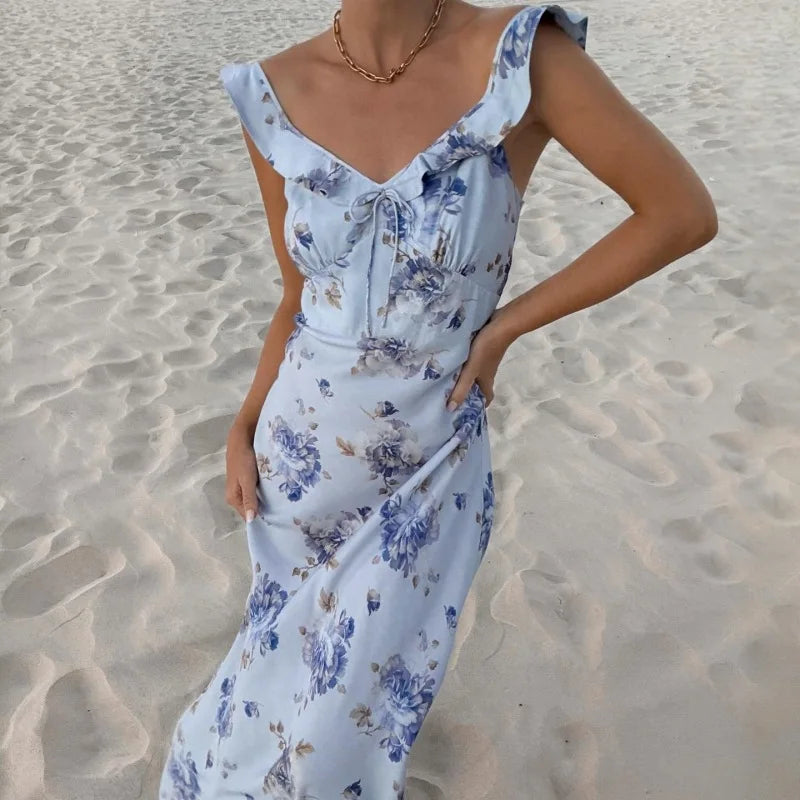 GlowDress Summer Floral Maxi – Backless, Elegant & Effortlessly Casual
